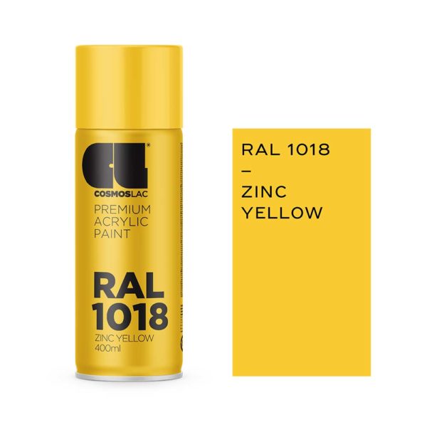 Cosmos Lac Ακρυλικό Σπρέι Ral 1018 Zinc Yellow 400ml - Δόμηση Ρόδου