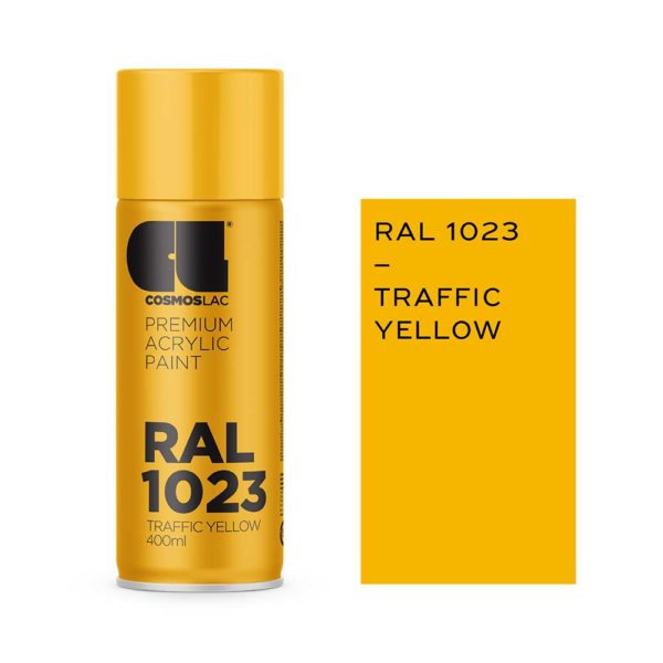 Cosmos Lac Ακρυλικό Σπρέι Ral 1023 Traffic Yellow 400ml • Δόμηση Ρόδου
