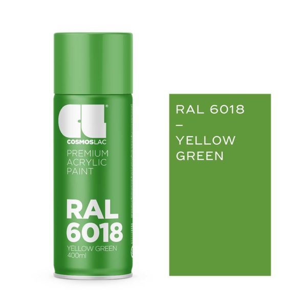 Cosmos Lac Ακρυλικό Σπρέι Ral 6018 Yellow Green 400ml - Δόμηση Ρόδου