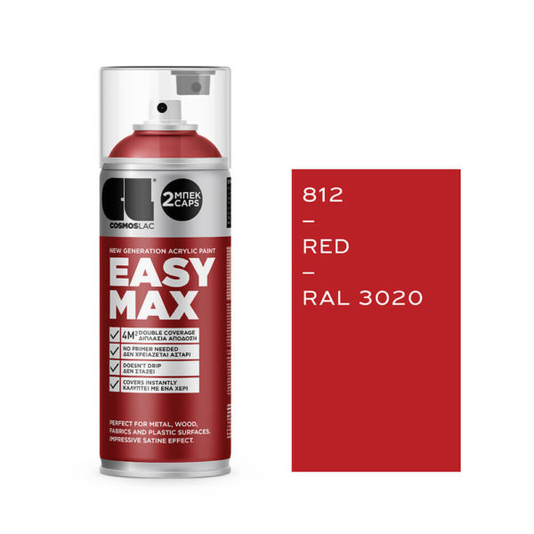 1.Cosmoslac 0008124 Easy Max Ακρυλικό Σπρέι Ral 3020 Red 400ml Cosmos Lac