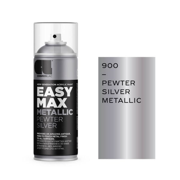 Easy Max Ακρυλικό Σπρέι Metallic Silver 400ml Cosmos Lac • Δόμηση Ρόδου