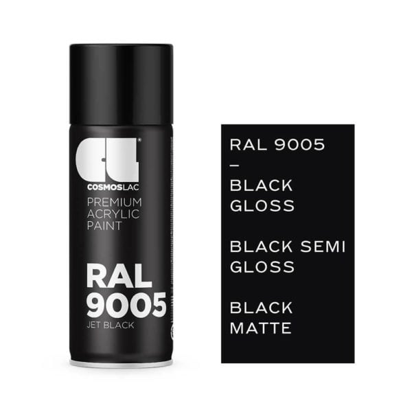 Cosmos Lac Ακρυλικό Σπρέι Ral 9005 Gloss Black 500ml • Δόμηση Ρόδου