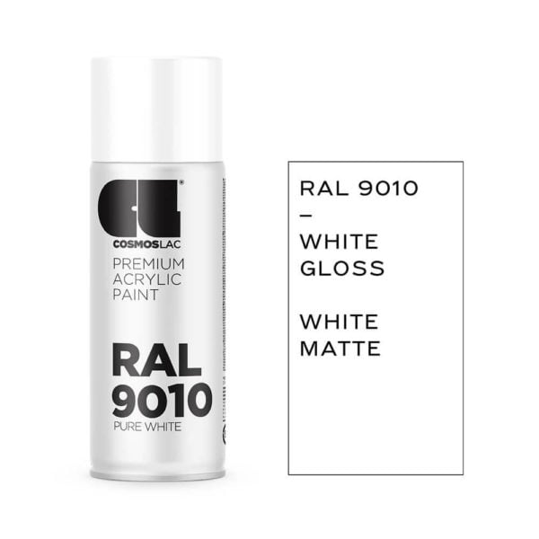 Cosmos Lac Ακρυλικό Σπρέι Ral 9010 Gloss White 500ml • Δόμηση Ρόδου