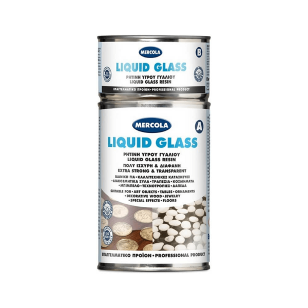 Mercola Liquid Glass Ρητίνη Υγρού Γυαλιού Σετ Α + Β - 1Kg • Δόμηση Ρόδου
