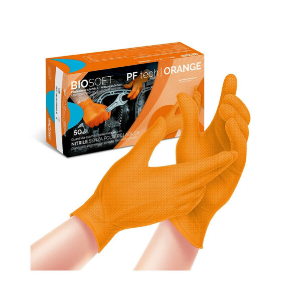 Biosoft Γάντια Νιτριλίου Συνεργείου μίας χρήσης Πορτοκαλί συσκ.50τεμ. • Δόμηση Ρόδου